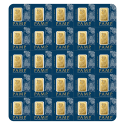 Investičná zlatá tehla PAMP Suisse "Lady Fortuna" Multigram+ (25 x 1 g), rýdzosť 999,9/1000, deliteľná na jednotlivé 1-gramové tehličky.