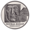 Strieborná zberateľská eurominca v hodnote 10 eur k 150. výročiu narodenia Michala Bosáka
Michal Bosák (10. 12. 1869 – 18. 2. 1937) – americký bankár zo Šariša – patril medzi najvýznamnejších predstaviteľov komunity amerických Slovákov. Po odchode do Ameriky sa cez rôzne podnikateľské aktivity dopracoval až k založeniu vlastnej súkromnej banky Michal Bosak Privat Bank v meste Olyphant. Zároveň sa podieľal na budovaní ďalších bánk a peňažných ústavov v Pensylvánii. Paralelne s podnikaním sa angažoval v národnom hnutí amerických Slovákov a bol aj signatárom Pitsburskej dohody. Po skončení vojny a vzniku ČSR viackrát navštívil národne oslobodené Slovensko a finančne podporil viacero projektov. V roku 1920 založil v Bratislave Americko-slovenskú banku, ktorá postupne otvorila v Prahe a na ostatnom území ČSR spolu 12 pobočiek. V Prešove nechal pre banku postaviť reprezentatívne sídlo, dodnes známe ako Bosákova banka.