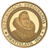 Zlatá zberateľská minca v hodnote 100 eur - Bratislavské korunovácie - 400. výročie korunovácie Ferdinanda II.
Po obsadení rozsiahlych území uhorského kráľovstva Osmanmi, vrátane kráľovskej rezidencie v Budíne a tradičného miesta korunovácií uhorských kráľov Stoličného Belehradu (Székeshfehérvár) sa Bratislava (vtedajší Prešporok) v roku 1536 stala novým hlavným mestom Uhorska. Súčasne plnila aj funkciu korunovačného mesta. V rokoch 1563 – 1830 bolo v Bratislave korunovaných 11 uhorských panovníkov. Toto postavenie prinieslo mestu intenzívny rozvoj. Ferdinand II. sa stal 1. júla 1618 štvrtým panovníkom z rodu Habsburgovcov, ktorý tu bol slávnostne korunovaný. Do metropoly na Dunaji sa zišiel výkvet aristokracie a duchovenstva, v meste sa konali veľkolepé oslavy, procesie a hostiny, ktoré vyvrcholili v deň korunovácie. Ferdinand II. (1578 – 1637) patril k najvýraznejším postavám dejín Európy 17. storočia. Okrem uhorského kráľovského titulu bol zároveň českým kráľom a rímsko-nemeckým cisárom. Patril k významným predstaviteľom procesu rekatolizácie strednej Európy.