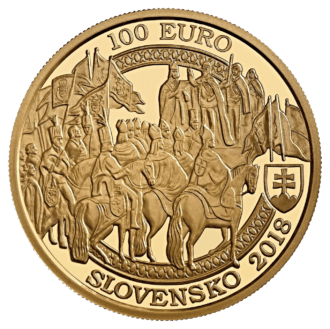 Zlatá zberateľská minca v hodnote 100 eur - Bratislavské korunovácie - 400. výročie korunovácie Ferdinanda II.
Po obsadení rozsiahlych území uhorského kráľovstva Osmanmi, vrátane kráľovskej rezidencie v Budíne a tradičného miesta korunovácií uhorských kráľov Stoličného Belehradu (Székeshfehérvár) sa Bratislava (vtedajší Prešporok) v roku 1536 stala novým hlavným mestom Uhorska. Súčasne plnila aj funkciu korunovačného mesta. V rokoch 1563 – 1830 bolo v Bratislave korunovaných 11 uhorských panovníkov. Toto postavenie prinieslo mestu intenzívny rozvoj. Ferdinand II. sa stal 1. júla 1618 štvrtým panovníkom z rodu Habsburgovcov, ktorý tu bol slávnostne korunovaný. Do metropoly na Dunaji sa zišiel výkvet aristokracie a duchovenstva, v meste sa konali veľkolepé oslavy, procesie a hostiny, ktoré vyvrcholili v deň korunovácie. Ferdinand II. (1578 – 1637) patril k najvýraznejším postavám dejín Európy 17. storočia. Okrem uhorského kráľovského titulu bol zároveň českým kráľom a rímsko-nemeckým cisárom. Patril k významným predstaviteľom procesu rekatolizácie strednej Európy.