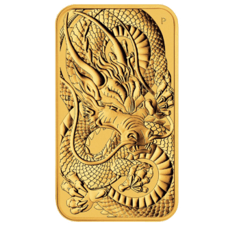 Mincovňa Perth venuje túto obdĺžnikovú zlatú mincu čínskemu drakovi. V čínskej kultúre je drak uctievaný ako božské bájne stvorenie, symbol moci, sily, bohatstva a šťastia. Verí sa tiež, že draci sú vládcovia vody a počasia. Motív mince zobrazuje štylizovaného čínskeho draka. V dizajne je tiež zahrnutá značka mincovne „P“ v Perth Mint. Na zadnej strane je znázornená podobizeň kráľovnej Alžbety II. od autorky Jody Clarkovej, Menová nominálna hodnota „100 DOLÁROV“, rok 2021, váha a rýdzosť „1oz 9999 Au“. Razba je celosvetovo obmedzená iba na 8 888 kusov. Obdĺžniková minca zo zlata bola vyrazená z jednej unce 99,99% rýdzeho zlata a dodáva sa v ochrannej kapsule