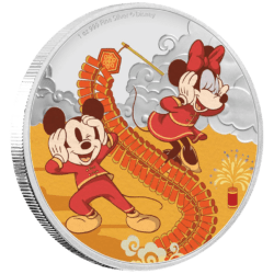 Druhé vydanie „Prosperita“ z novej série mincí „Disney ™ – rok myši“ bolo vydané novozélandskou mincovňou z jednej unce striebra 99,9%. Farebný motív Mickey Mouse ™ a Minnie Mouse ™ smejúcich sa, keď oslavujú za hluku petárd. Vygravírovaný obrázok bol prevzatý zo zvitku Prosperity v zbierke umeleckých diel Disney ™ „Šťastný rok myši“. Na zadnej strane mince je vyobrazený obraz Jej Veličenstva kráľovnej Alžbety II., ako aj nominálna hodnota a rok vydania. Myš je prvým z 12 zvierat v čínskom zverokruhu. Limitovaná strieborná minca Disney ™ Rok myši je dodávaná v originálnom balení Disney ™ vrátane certifikátu pravosti od Novozélandskej mincovne.