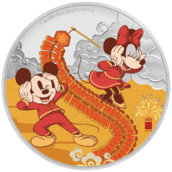Druhé vydanie „Prosperita“ z novej série mincí „Disney ™ – rok myši“ bolo vydané novozélandskou mincovňou z jednej unce striebra 99,9%. Farebný motív Mickey Mouse ™ a Minnie Mouse ™ smejúcich sa, keď oslavujú za hluku petárd. Vygravírovaný obrázok bol prevzatý zo zvitku Prosperity v zbierke umeleckých diel Disney ™ „Šťastný rok myši“. Na zadnej strane mince je vyobrazený obraz Jej Veličenstva kráľovnej Alžbety II., ako aj nominálna hodnota a rok vydania. Myš je prvým z 12 zvierat v čínskom zverokruhu. Limitovaná strieborná minca Disney ™ Rok myši je dodávaná v originálnom balení Disney ™ vrátane certifikátu pravosti od Novozélandskej mincovne.
