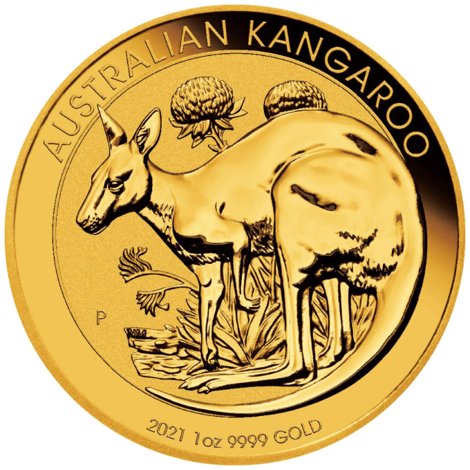 Klokan je bezpochyby jedným z najpopulárnejších predstaviteľov austrálskej divočiny. Mincu vyrazila mincovňa Perth z 1 unce 99,99% rýdzeho zlata. Motív roku 2021 austrálskych zlatých mincí klokana zobrazuje dospelého klokana v skrčenej polohe a v pozadí pôvodné austrálske rastliny Waratah a Kangaroo Paw. Na zadnej strane je portrét kráľovnej Alžbety II. od Jody Clarkovej a jej denominácia. Zlatá minca je dodávaná v ochrannej kapsule.
