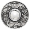 V čínskej kultúre je drak uctievaný ako božské bájne stvorenie, symbol moci, sily, bohatstva a šťastia, a často je zobrazovaný po boku svetielkujúcej alebo horiacej perly. Zvláštnosťou tejto mince je otáčajúca sa perla v strede mince.