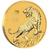 Nová sada mincí na rok 2022 z austrálskej lunárnej série III od Perth Mint je venovaná roku Tigra.
Tiger je tretie zviera v čínskom kalendári zverokruhu. Toto tretie vydanie 12-ročnej série Lunár III zobrazuje malé tigríča, ktoré kráča po stopách svojho hrdého rodiča skalnatým a bambusom pokrytým terénom. Dizajn mince tiež obsahuje čínsky znak pre „Tiger“, nápis „TIGER 2022“ a tradičnú značku mincovne „P“.
Na reverze je portrét kráľovnej Alžbety II., ako aj denominácia a rýdzosť. Zatiaľ čo v africkom a európskom regióne je lev považovaný za „kráľa džungle“, v ázijskom regióne je tento status pripisovaný tigrovi - v neposlednom rade kvôli jeho kráse a mimoriadnej sile. Tí, ktorí sa narodili v znamení tigra v rokoch 2022, 2010, 1998, 1986, 1974, 1962 a každých 12 rokov predtým, sú považovaní za citlivých, emocionálnych a premýšľavých. Tiger vo všeobecnosti znamená odvahu, oduševnenosť a statočnosť a ako rodený vodca vyniká v súkromnom ako aj profesionálnom živote. Tigre sú veľmi zamerané na úspech, ale môžu byť tiež náchylné k netrpezlivosti.
Táto minca „Rok tigra 2022“ je vyrazená z 1/10 unce 99,99% rýdzeho zlata. Minca sa dodáva v ochrannej kapsule na mince.
 