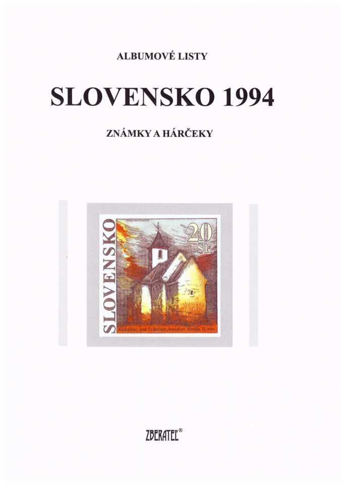 Slovenská republika 1994
Kompletná generálna zbierka známok, rok 1994 + albumové listy - základný variant
Stav: **