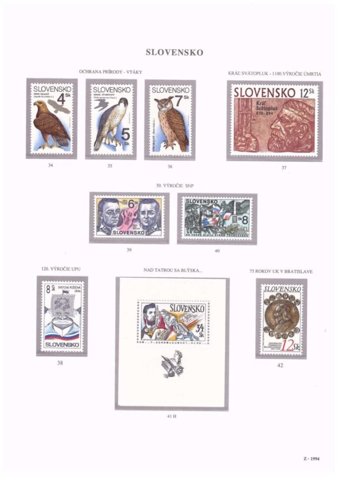Slovenská republika&nbsp;1994
Kompletná generálna zbierka&nbsp;známok, rok 1994 + albumové listy - základný variant
Stav: **