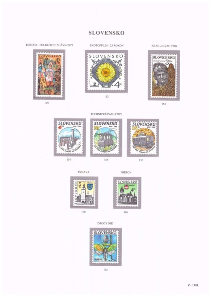 Slovenská republika&nbsp;1998
Kompletná generálna zbierka&nbsp;známok, rok 1998&nbsp;+ albumové listy - základný variant
Stav: **