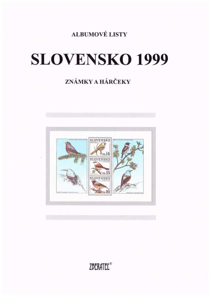 Slovenská republika 1999
Kompletná generálna zbierka známok, rok 1999 + albumové listy - základný variant
Stav: **