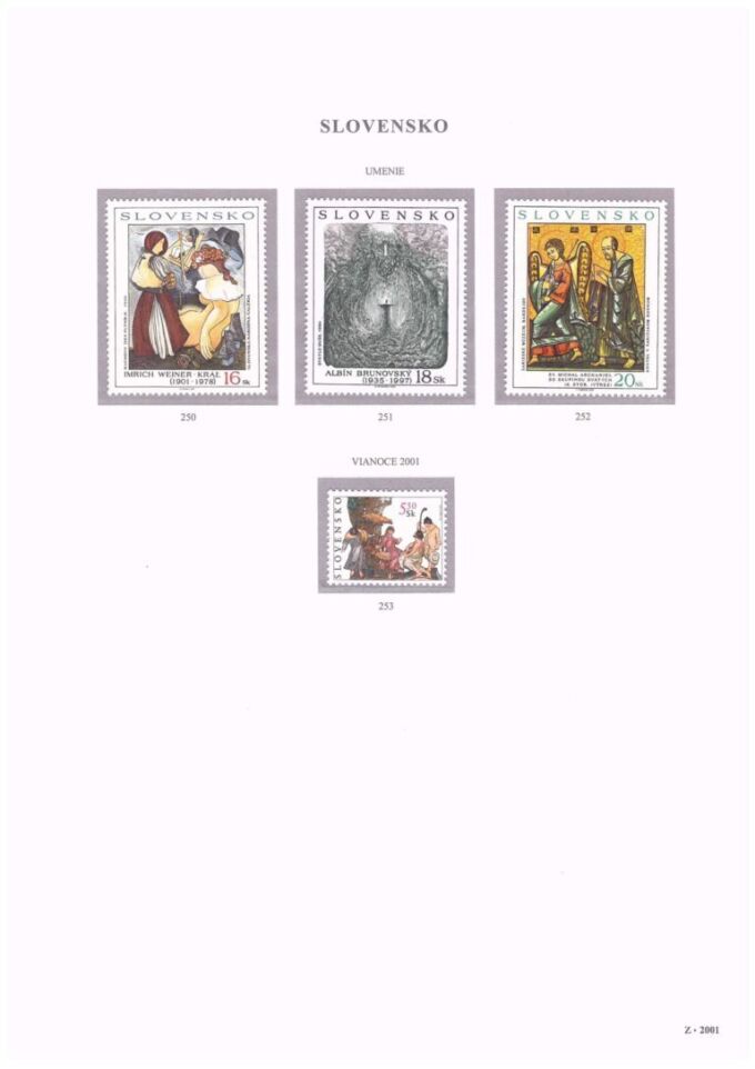 Slovenská republika&nbsp;2001
Kompletná generálna zbierka&nbsp;známok, rok&nbsp;2001&nbsp;+ albumové listy - základný variant
Stav: **