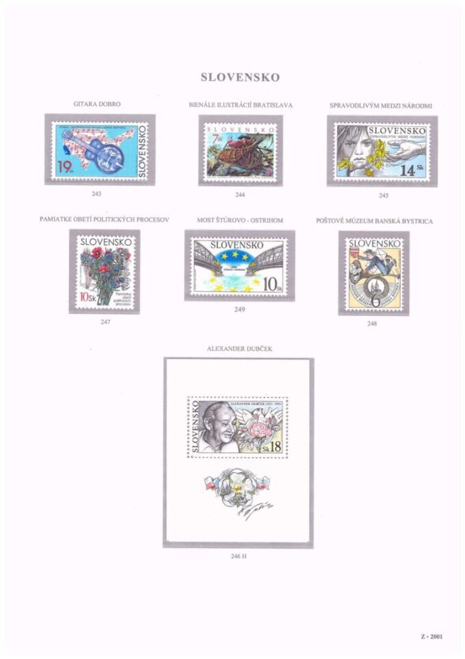 Slovenská republika&nbsp;2001
Kompletná generálna zbierka&nbsp;známok, rok&nbsp;2001&nbsp;+ albumové listy - základný variant
Stav: **
