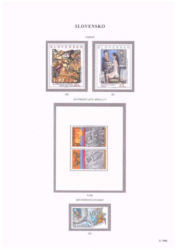 Slovenská republika&nbsp;2002
Kompletná generálna zbierka&nbsp;známok, rok&nbsp;2002&nbsp;+ albumové listy - základný variant
Stav: **