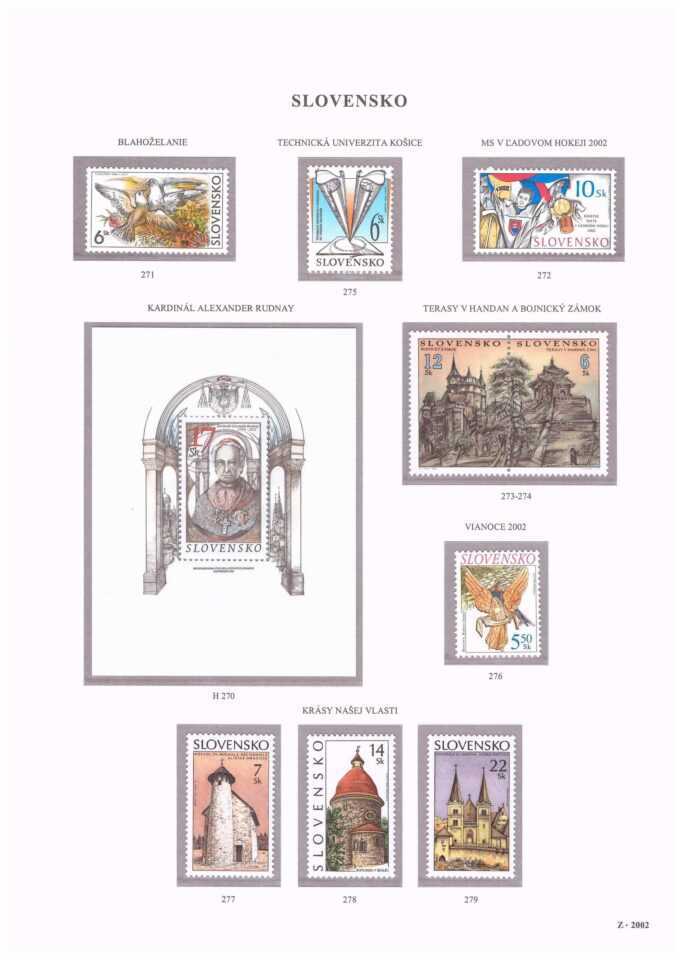 Slovenská republika 2002
Kompletná generálna zbierka známok, rok 2002 + albumové listy - základný variant
Stav: **