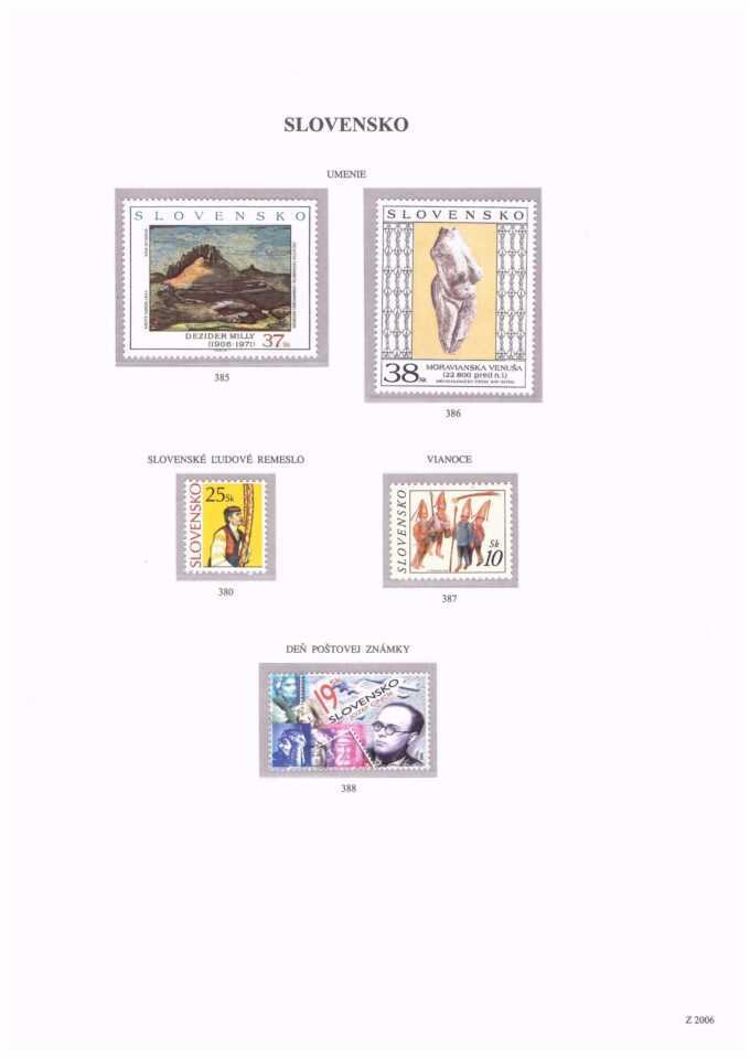 Slovenská republika 2006
Kompletná generálna zbierka známok, rok 2006 + albumové listy - základný variant
Stav: **