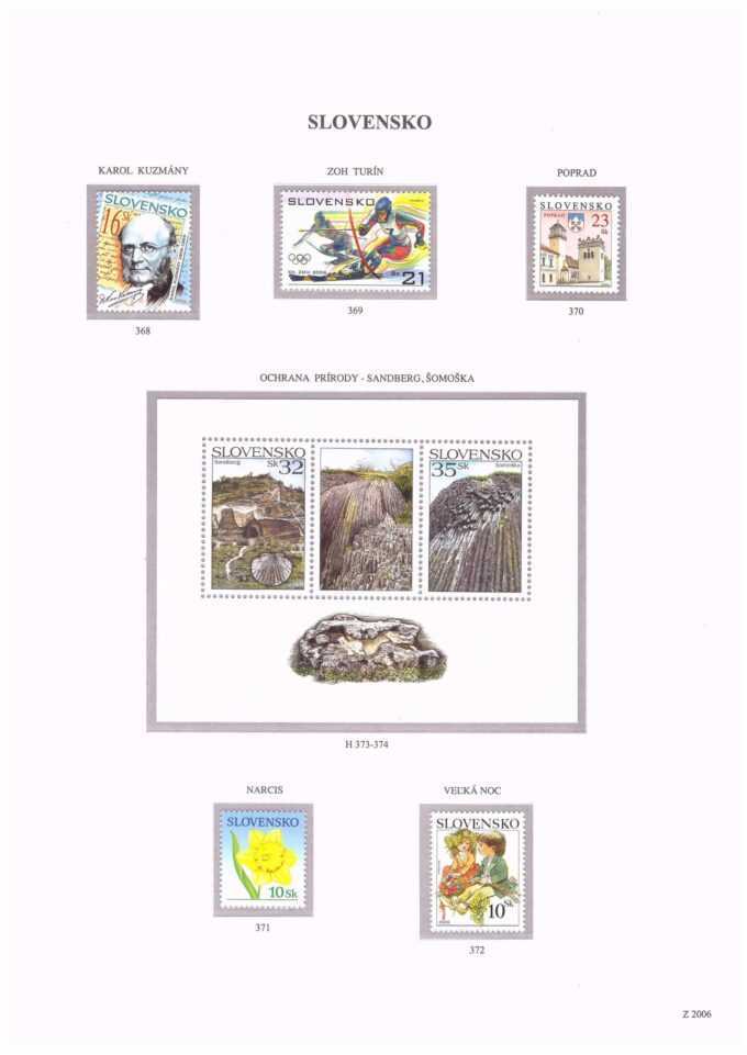 Slovenská republika 2006
Kompletná generálna zbierka známok, rok 2006 + albumové listy - základný variant
Stav: **