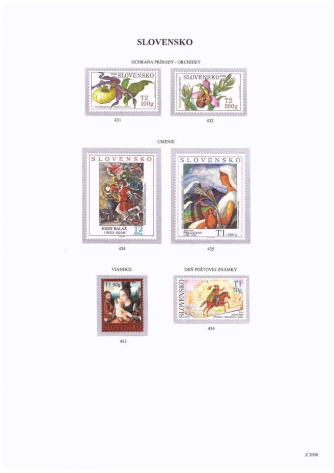 Slovenská republika&nbsp;2008
Kompletná generálna zbierka&nbsp;známok, rok&nbsp;2008&nbsp;+ albumové listy - základný variant
Stav: **