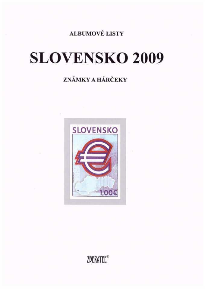 Slovenská republika 2009
Kompletná generálna zbierka známok, rok 2009 + albumové listy - základný variant
Stav: **