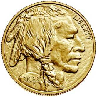 Americká zlatá minca „Buffalo“ 2022 bola vyrazená z jednej unce 0,9999 rýdzeho zlata. Na zlatej minci od americkej mincovne je americký bizón prevzatý z pôvodného rubu klasického „nikláku“ Buffalo. V dizajne sú tiež nápisy „SPOJENÉ ŠTÁTY AMERICKÉ“, „1OZ 0,9999 FINE GOLD“ a „50 $“. Na zadnej strane je z profilu americký indián. Tento portrét, ktorý bol prvýkrát videný taktiež na „nikláku“ Buffalo z roku 1913, navrhol James Earle Fraser. Zlatá americká minca „Buffalo“, ktorá bola prvýkrát vydaná v roku 2006, sa rýchlo stala populárnou investičnou mincou. Zlatá minca sa dodáva voľne bez obalu.