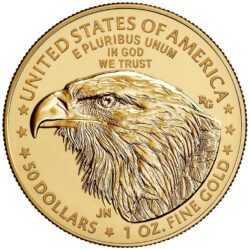 Minca American Eagle 2022 je razená americkou mincovňou z jednej unce zlata v UNC kvalite. Na motíve je Lady Liberty kráčajúca sebavedomo proti slnečným lúčom. V pravej ruke drží pochodeň a v ľavej olivovú ratolesť, ktorá symbolizuje mier. Na rube je vyobrazený americký orol bielohlavý. Nový dizajn vytvorila Jennie Norris a zobrazuje pôsobivý detailný portrét orla, ktorý je obklopený nápismi "SPOJENÉ ŠTÁTY AMERICKÉ" a "1 OZ. FINE GOLD - 50 DOLLARS". Populárna minca American Gold Eagle s novým dizajnom je dodávaná voľne – bez obalu.
