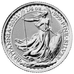 Emisia z názvom „Britannia“ z roku 2021 vyrazila Kráľovská britská mincovňa z jednej štvrtiny unce rýdzeho striebra a ako každý rok je na nej uvedená Britannia. Ženská postava v brnení je symbolom vlastenectva krajiny. Motív striebornej mince je obkolesený nápismi „BRITANNIA 2021“ a „1/4 OZ 999 FINE SILVER“. Na opačnej strane je vyobrazený obraz Jej Veličenstva kráľovnej Alžbety II. Túto populárnu mincu vydáva Britská kráľovská mincovňa už od roku 1997 a ide o prvú striebornú mincu z Európy.