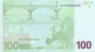 100 EURO, 2002, Séria "N", Rakúsko
Tlačová doska: F011D1
Podpis: Mario Draghi,
Stav: UNC