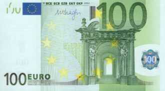 100 EURO, 2002, Séria "N", Španielsko
Tlačová doska: M005F1
Podpis: Mario Draghi,
Stav: UNC