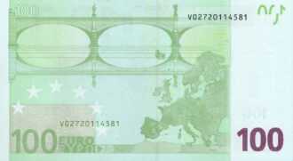 100 EURO, 2002, Séria "N", Španielsko
Tlačová doska: M005F5
Podpis: Mario Draghi,
Stav: UNC
