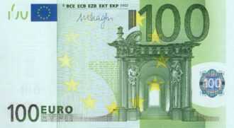 100 EURO, 2002, Séria "N", Španielsko
Tlačová doska: M005F5
Podpis: Mario Draghi,
Stav: UNC