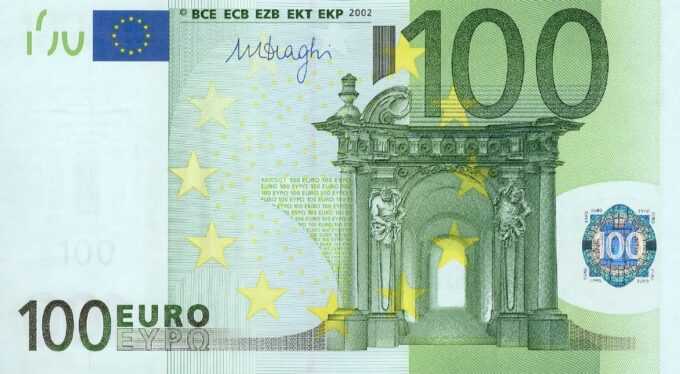 100 EURO, 2002, Séria "N", Španielsko
Tlačová doska: M005G1
Podpis: Mario Draghi, 
Stav: UNC