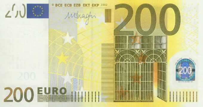 200 EURO, 2002, Séria "Z", Belgicko
Tlačová doska: T002D2
Sériové čísla: Z93319290594
Podpis: Mário Draghi
Stav: UNC
 
