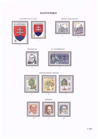 Slovenská republika 1993 
Kompletná generálna zbierka známok, rok 1993 + albumové listy - základný variant
Stav: **