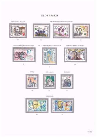 Slovenská republika 1995
Kompletná generálna zbierka známok, rok 1995 + albumové listy - základný variant
Stav: **