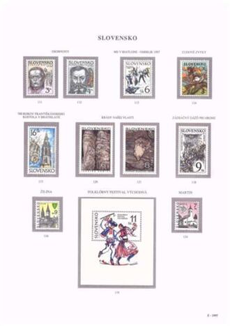Slovenská republika 1997
Kompletná generálna zbierka známok, rok 1997 + albumové listy - základný variant
Stav: **