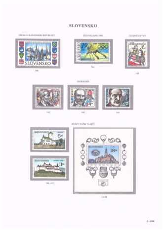 Slovenská republika 1998
Kompletná generálna zbierka známok, rok 1998 + albumové listy - základný variant
Stav: **