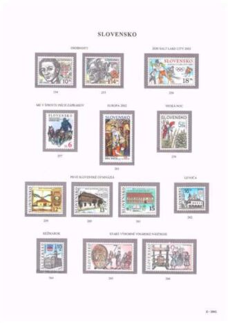 Slovenská republika 2002
Kompletná generálna zbierka známok, rok 2002 + albumové listy - základný variant
Stav: **