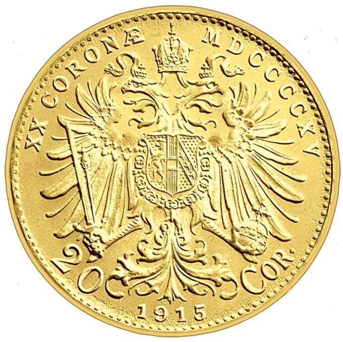 Koruna, ktorá sa datuje od menovej reformy v roku 1892, sa stala prvou zlatou menou v histórii Rakúska, keď sa namiesto guldenu vydali 10 a 20 korunové mince. Vznešená a oveľa väčšia 100 korunová minca bola vydaná pri diamantovom jubileu cisára Františka Jozefa v roku 1908.
Na averze všetkých troch korún je profil dlho vládnuceho cisára, za ktorého Rakúsko zaznamenalo obrovský pokrok v mnohých aspektoch politického, hospodárskeho a kultúrneho života. Latinský výraz pre korunu, slovo „Corona“ sa objavuje na ich rube, rovnako ako rok 1915, keď sa koruny prestali raziť, hoci 10-korunáčka v skutočnosti prestala v roku 1910.