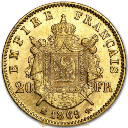 20 Frankov Napoleon III (Vavrín) 1861-1870 zlatá minca - II. Francúzska ríša