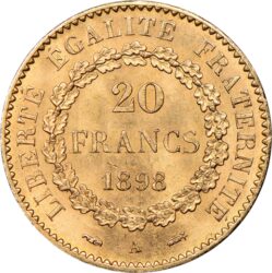 20 Frankov (Stojaci anjel) 1871-1906 zlatá minca - Francúzska ríša