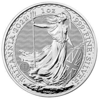 Emisia z názvom „Britannia“ z roku 2022 vyrazila Kráľovská britská mincovňa z jednej unce rýdzeho striebra a ako každý rok je na nej uvedená Britannia. Ženská postava v brnení je symbolom vlastenectva krajiny. Motív striebornej mince je obkolesený nápismi „BRITANNIA 2022“ a „1 OZ 999 FINE SILVER“. Na opačnej strane je vyobrazený obraz Jej Veličenstva kráľovnej Alžbety II. Túto populárnu mincu vydáva Britská kráľovská mincovňa už od roku 1997 a ide o prvú striebornú mincu z Európy.
