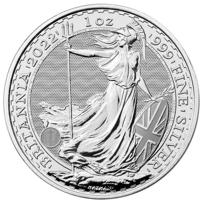 Emisia z názvom „Britannia“ z roku 2022 vyrazila Kráľovská britská mincovňa z jednej unce rýdzeho striebra a ako každý rok je na nej uvedená Britannia. Ženská postava v brnení je symbolom vlastenectva krajiny. Motív striebornej mince je obkolesený nápismi „BRITANNIA 2022“ a „1 OZ 999 FINE SILVER“. Na opačnej strane je vyobrazený obraz Jej Veličenstva kráľovnej Alžbety II. Túto populárnu mincu vydáva Britská kráľovská mincovňa už od roku 1997 a ide o prvú striebornú mincu z Európy.