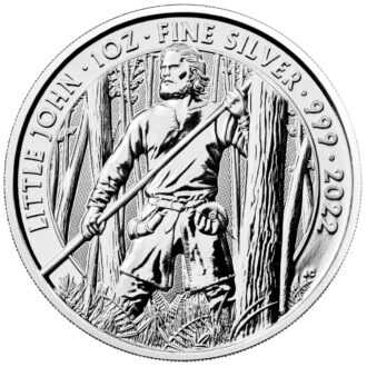 Nová zbierka zlatých a strieborných mincí, inšpirovaná mýtmi a legendami, skúma očarujúce príbehy, ktoré sa dedia po generácie a oslavujú sa dodnes.
Zbierka mýtov a legiend z Kráľovskej mincovne, ktorá bola uvedená na trh v roku 2021, začala sériou troch mincí, ktorá oslavuje slávne príbehy Robina Hooda. Samotný lukostrelec a slúžka Marian sa objavili na prvých dvoch minciach v zbierke a teraz tretia minca v sérii dopĺňa trio legendárnych postáv s Malým Johnom, dôveryhodným a spoľahlivým spoločníkom, ktorý je vždy pripravený bojovať s nepriateľmi a nasledovať Robina Hooda do boja.
Pri návrhoch série inšpirovanej Robinom Hoodom sa Jody Clark obrátila na scenériu Sherwoodskeho lesa, aby predstavovala rôzne aspekty postáv. Na tejto minci sila a vytrvalosť stromov obklopuje a symbolizuje malého Johna, ktorý odvážne stojí v strede dizajnu mince.
Každá jednouncová minca, vyrazená z rýdzeho striebra 999, má povrchovú úpravu podľa štandardu kráľovskej mincovne a je dostupná aj ako jednouncová zlatá edícia.
 