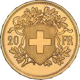 20 Švajčiarskych Frankov Helvetia Vreneli 1897-1949 - Švajčiarsko