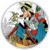 Na oslavu 90. výročia Goofy™ vydala novozélandská mincovňa túto striebornú mincu. Motív vyrobený z jednej unce 99,9% rýdzeho striebra v kvalite proof obsahuje farebné vyobrazenie Goofyho™ s jeho priateľom, kobylkou Wilbur™, počas spoločnej rybačky. Scéna pochádza z animovaného filmu „Goofy and Wilbur“, v ktorom Goofy™ prvýkrát dostal hlavnú úlohu. Hmotnosť, rýdzosť a autorské práva Disney™ sú tiež zahrnuté v dizajne. Na zadnej strane je podobizeň kráľovnej Alžbety II., ako aj nominálna hodnota a rok vydania.
Goofy™ sa prvýkrát objavil ako vedľajšia postava v máji 1932 v krátkom filme „Mickey´s Revue“. Odvtedy je nemožné predstaviť si vesmír Disney™ bez Mickeyho milého, užitočného a trochu nemotorného priateľa, ktorý stále poteší malých aj veľkých svojim vtipným vzhľadom a typickým chechtavým smiechom. Limitovaná razba iba 1 932 kusov vychádza z roku, v ktorom sa Goofy prvýkrát objavil. Farebná strieborná minca k 90. ??výročiu Goofy je dodávaná v originálnej krabičke vrátane očíslovaného certifikátu pravosti.
 