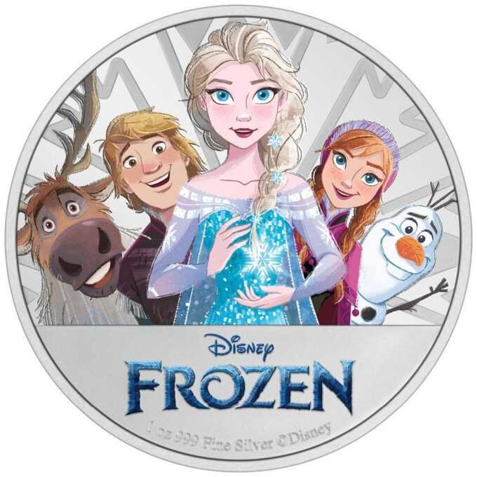 Farebná strieborná minca Disney™ je venovaná animovanému filmu Frozen™. Minca bola vyrazená novozélandskou mincovňou z jednej unce 99,9% rýdzeho striebra v kvalite proof.
Film vyšiel v novembri 2013 a je 53. animovaným filmom štúdia Walt Disney. Farebný motív zobrazuje Elsu v popredí a Svena, Kristoffa, Annu a Olafa v pozadí. Súčasťou návrhu je aj logo „FROZEN“ a hmotnosť a rýdzosť mince. Na zadnej strane je portrét kráľovnej Alžbety II., nominálna hodnota a rok vydania.
"Frozen" je založený na rozprávke "Snehová kráľovná" od Hansa Christiana Andersena. Film rozpráva príbeh princeznej Elsy, ktorá má magické schopnosti vytvárať sneh a ľad.
Elsa, ktorá sa bojí, že by náhodou nezranila svoju malú sestru Annu, uteká zo svojho kráľovstva, aby žila sama v obrovskom paláci z ľadu. Jej sestra Anna, snehuliak Olaf, doručovateľ ľadu Kristoff a jeho sob Sven urobia všetko pre to, aby ukončili izoláciu ľadovej kráľovnej a zachránili kráľovstvo pred ovládnutím temného Hansa a vojvodu z Pitzbuehlu.
Strieborná minca Disney™ Frozen™, limitovaná na 999 kusov na celom svete, sa dodáva v magnetickom akrylovom bloku a originálnom balení Disney™. Súčasťou je aj certifikát pravosti od novozélandskej mincovne.