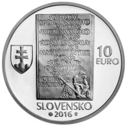 Ladislav Nádaši-Jégé – 150. výročie narodenia
Strieborná zberateľská eurominca v nominálnej hodnote 10 eur
Ladislav Nádaši-Jégé (12. 2. 1866 – 2. 7. 1940) je jedným z ťažiskových autorov slovenskej medzivojnovej literatúry a kľúčovým predstaviteľom slovenského literárneho naturalizmu. Prvé obdobie jeho tvorby z prelomu osemdesiatych a deväťdesiatych rokov 19. storočia predstavujú satirické prózy Žart, Vada, Výhody spoločenského života, Omyl, Kúra, Pomsta. Druhé obdobie tvorby v dvadsiatych a tridsiatych rokoch 20. storočia charakterizuje príklon k historizmu a postupný prechod od poviedok a noviel k románom – Wieniawského legenda (1922), Adam Šangala (1924), Kuruci (1925), Magister rytier Donč, Horymír (1926), Svätopluk (1928). Okrem prózy písal aj divadelné hry, zdravotno-osvetové články a venoval sa literárnej publicistike. V románe Cesta životom (1930), sa vrátil k aktuálnejšej téme, k obrazu malomeštiackej slovenskej spoločnosti od deväťdesiatych rokov 19. storočia do roku 1918 a rozvinul v ňom svoje pesimistické a ironické vnímanie sveta. Osobité miesto v Jégého diele majú humoristické prózy z dedinského prostredia z posledných rokov jeho tvorby.