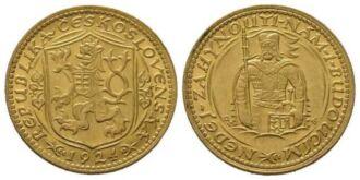 Československo, 1918 - 1939
Dukát 1924 (razených 32814 ks)
Stav: UNC