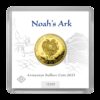 Zlaté a strieborné mince s názvom Noemova archa vydáva Centrálna banka Arménskej republiky.
Ako zákonné platidlo v Arménsku výroba podlieha prísnym požiadavkám centrálnej banky: rýdzosť drahého kovu, hmotnosť a kvalita razby mincí sú testované štátom a je za ne ručené. Zlatá investičná minca je vyrobená z rýdzeho zlata (999,9 / 1000). Na rozdiel od bežných zlatých mincí je investičná minca Noah´s Ark Gold s prekrásnym certifikátom pravosti vrátane postupného číslovania zabalená v bezpečnostnej kapsule, ktorú je možné otvoriť iba zničením. Celkový vzhľad mince a jej obalu vyniká medzi ostatnými investičnými mincami vďaka vysokokvalitnému dokončeniu papiera a jedinečnému dizajnu. Averz tejto exkluzívnej edície mincí zobrazuje erb Arménskej republiky. Nasleduje nominálna hodnota v arménskom drame, rýdza hmotnosť, čistota, ako aj rok vydania a symbol mincovne. Motív na zadnej strane mince obsahuje názov lode „Noemova archa“ vyrazený v strede v arménčine a angličtine. V pozadí vychádzajúce slnko stojí za horskou siluetou impozantným pohorím Ararat. Investičné a zberateľské mince Noemovej archy sa vyrábajú v jednej z najmodernejších súkromných mincovní v Nemecku. Všetky suroviny použité pri výrobe týchto zlatých a strieborných mincí pochádzajú výlučne od výrobcov, ktorí sú certifikovaní a schválení podľa noriem London Bullion Market Association (LBMA). Každá minca je vyrobená komplexným procesom od granulátu po hotový výrobok spoločnosťou Leipziger Edelmetallverarbeitung GmbH a podlieha prísnej kontrole kvality.
Limitovaná razba!