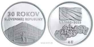 Súbor slovenských euromincí 2023 vydáný k príležitosti 30. výročia vzniku Slovenskej republiky - PROOF.