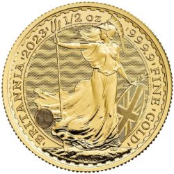 Mince Britannia z roku 2023 boli až do 1. decembra 2022 stále razené s piatou a poslednou podobizňou kráľovnej Alžbety II. Od 1.